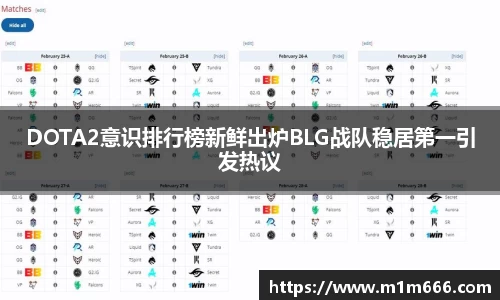 DOTA2意识排行榜新鲜出炉BLG战队稳居第一引发热议